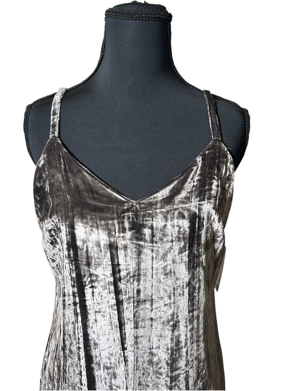 Splendid Black Crushed Velvet Midi Slip Dress Size XS NWT - Picture 5 of 13